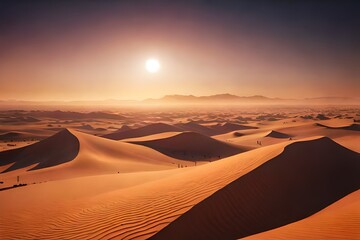 Fototapeta na wymiar sunset in the desert country generated Ai.