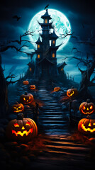 Attractive Halloween background or wallpaper design for posters, invitation cards, etc. 9:16 ratio. Created with generative AI technology.