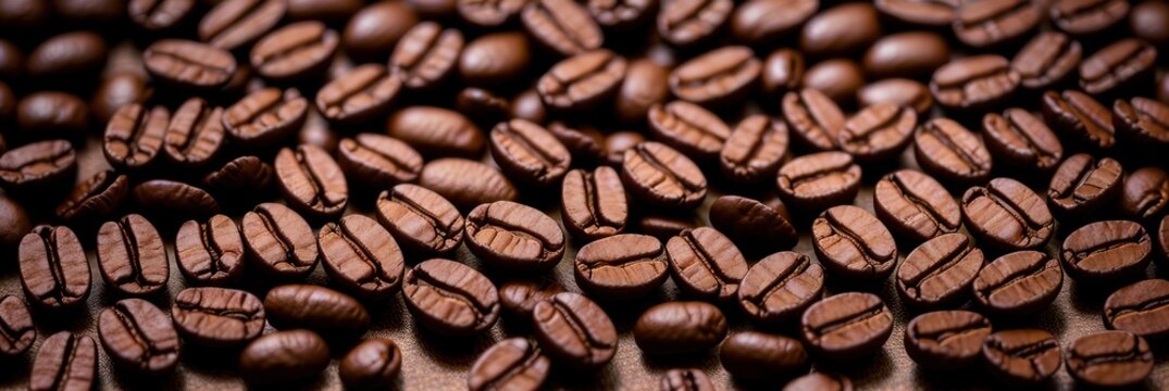 Coffee lover - Top view of roasted coffee beans for background and texture. Piled of roasted coffee beans can be used as a background and texture.
