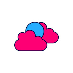 Filled outline Sun and cloud weather icon isolated on white background. Vector