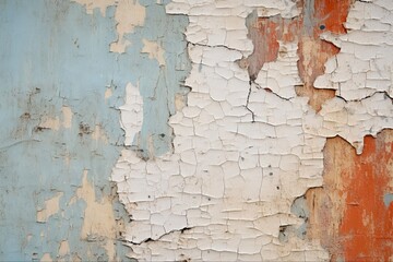 Abandoned House with Peeling Paint on Weathered Wall. Grunge Wood Texture with Peel and Flake Effect