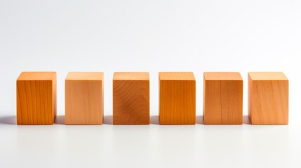 Wooden Cubes in Row. Closeup of Building Blocks for Achieving Business Goals with Community Support