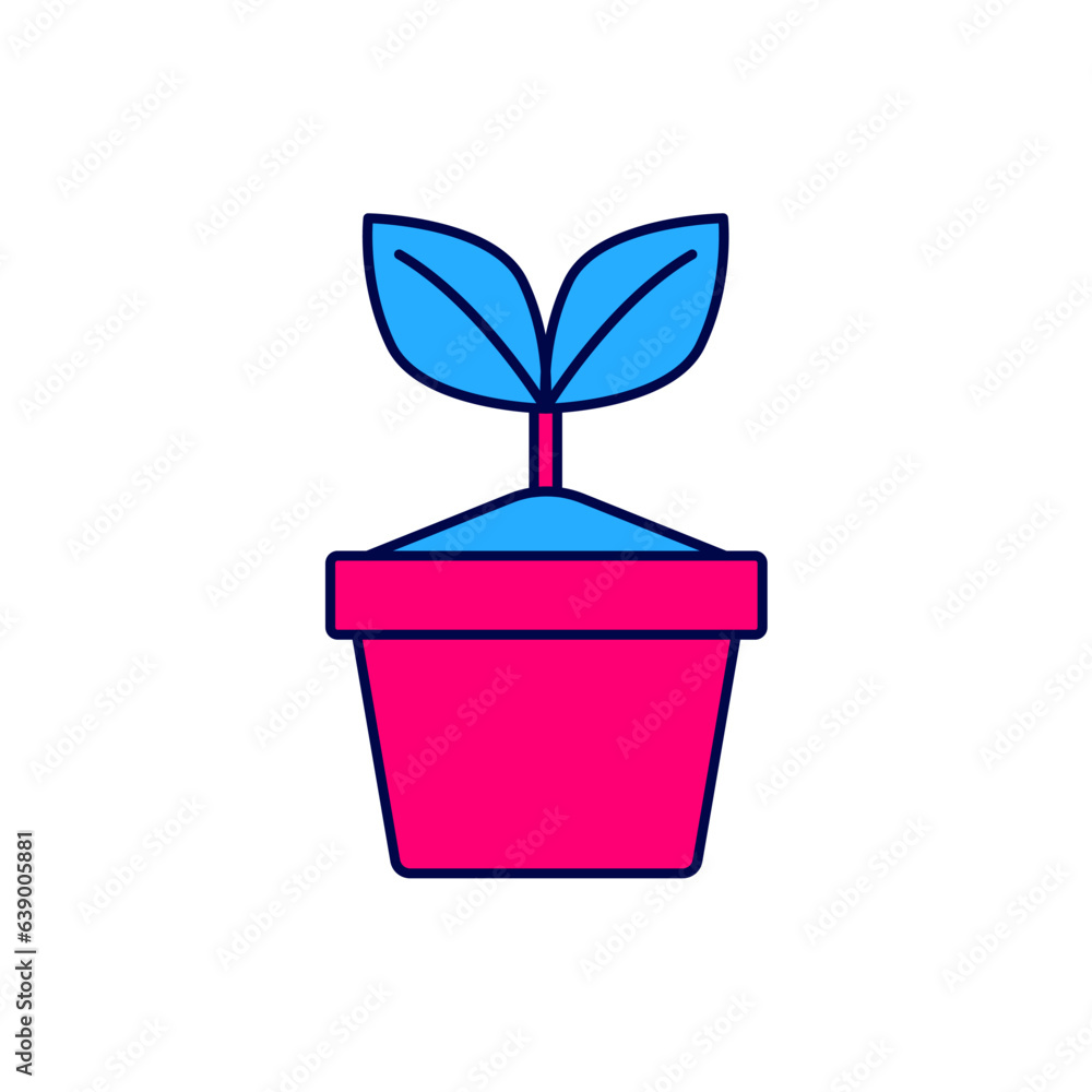 Canvas Prints Filled outline Plant in pot icon isolated on white background. Plant growing in a pot. Potted plant sign. Vector