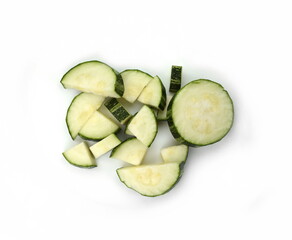 Fresh cutted zucchini isolated on a white background. Design element for product label.