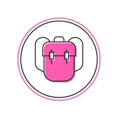 Filled outline School backpack icon isolated on white background. Vector