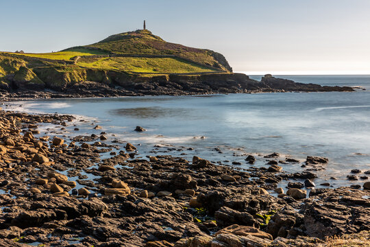 A long exposure photograph taken at Porth Ledden looking towards Cape Cornwall