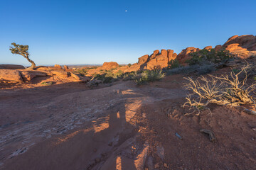 Obraz premium hiking the broken arch trail in arches national park, utah, usa