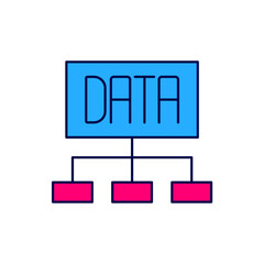 Filled outline Data analysis icon isolated on white background. Business data analysis process, statistics. Charts and diagrams. Vector