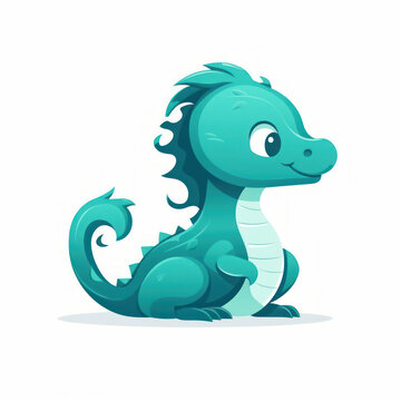 Illustration of a cartoon of a dragon. Generative AI.
