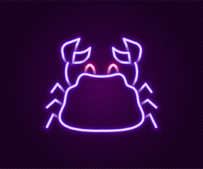 Glowing neon line Crab icon isolated on black background. Colorful outline concept. Vector