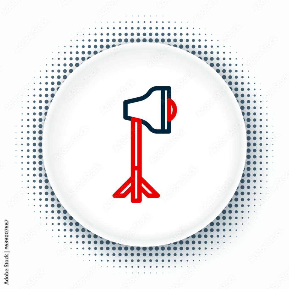Poster line studio light bulb in softbox icon isolated on white background. shadow reflection design. color