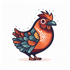 A cartoon illustration of a rooster. Generative AI.