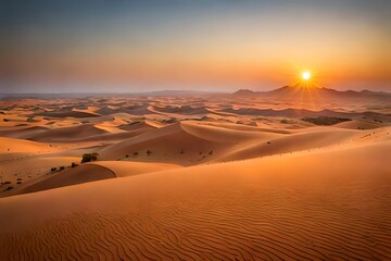 Fototapeta na wymiar sunrise in the desert generated AI