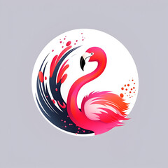 мillustration, AI generation. flamingo, flat icon, logo.