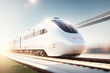 hyperrealism white background high speed train. ai generative
