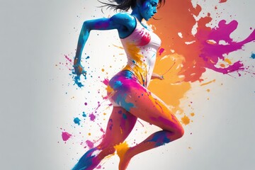 illustration silhouette A female runner abstract. ai generative