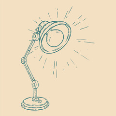Vector hand drawn desk lamp silhouette  isolated on white background