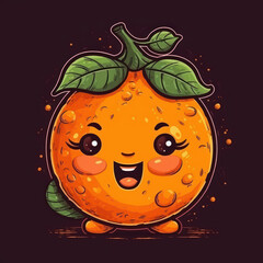 Fototapeta premium A cartoon illustration of an orange. Generative AI.
