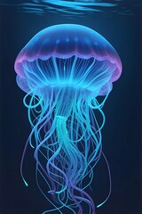 Jelifish neon light. AI generated illustration