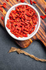 Goji berrie food supplement healthy meal food snack on the table copy space food background rustic top view