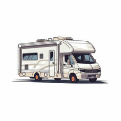 A cartoon illustration of a camper van. Generative AI. - obrazy, fototapety, plakaty