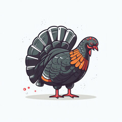 A cartoon illustration of a turkey. Generative AI.