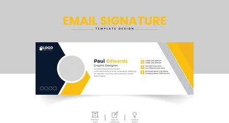 Creative Modern and minimalist email signature template | personal social media cover Premium Vector | Professional Email Signature Template