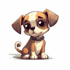 A cartoon illustration of a puppy. Generative AI.