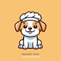 Cute Bakery Pooch Cartoon: Vector Nature Icon with a Dog's Bakers Hat