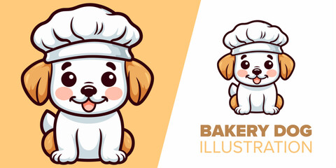 Charming Dog Baker Icon: Whimsical Canine Pastry Chef in Vector Illustration