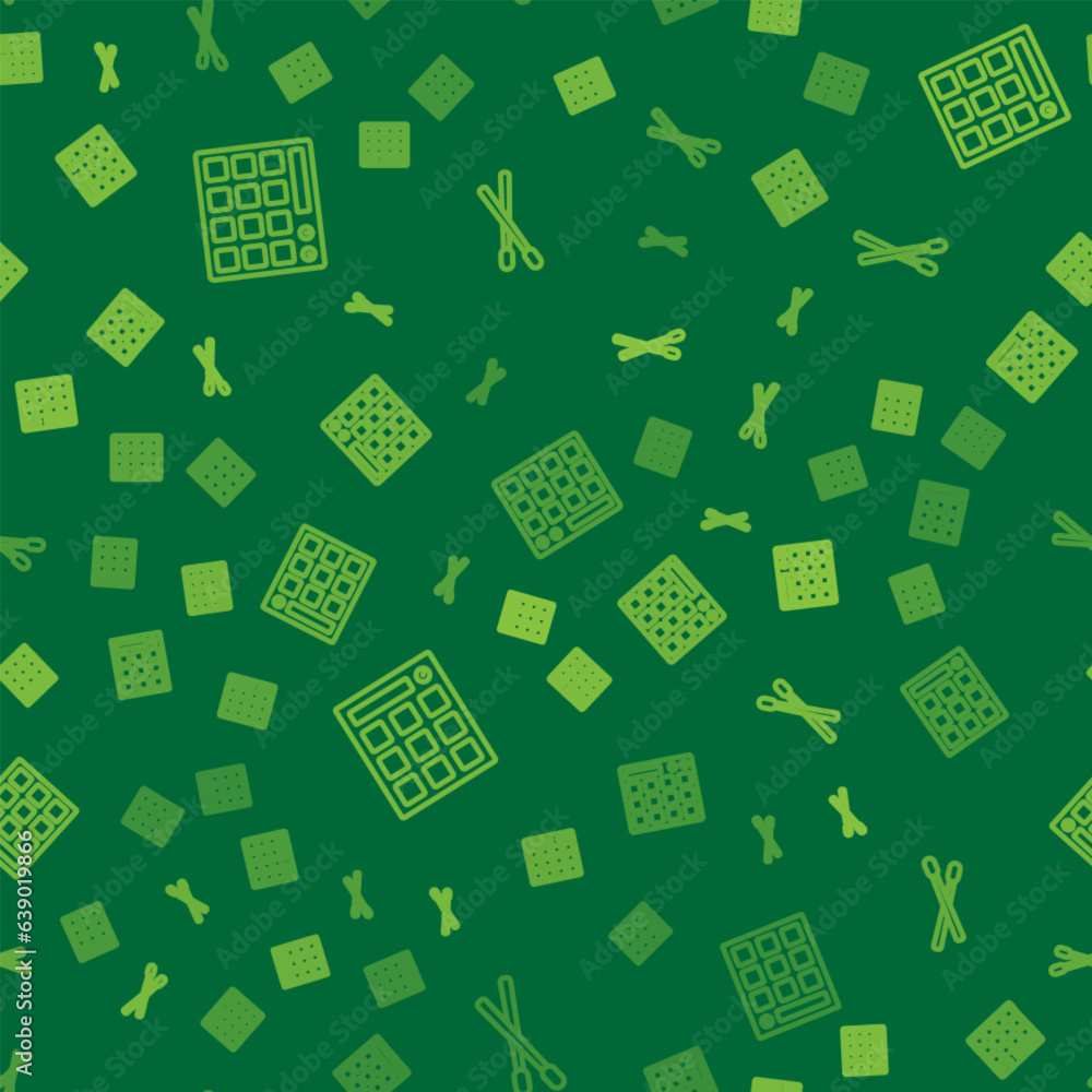 Poster set line drum machine, and sticks on seamless pattern. vector