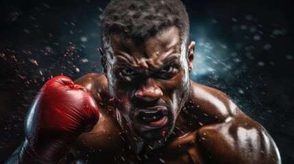 Fototapeta na wymiar The face of a boxer who deftly dodges a punch, eyes locked on his opponent.