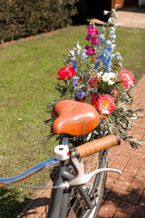 bicycle and wedding flowers decoration