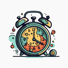 Illustration of a cartoon desktop clock. Generative AI.