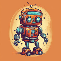 Illustration of a cartoon of a robot. Generative AI.