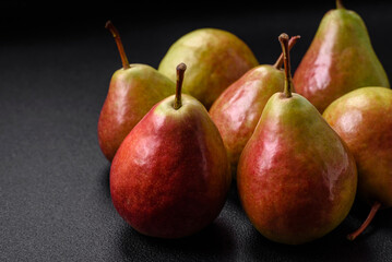 Delicious juicy sweet green pear with red side