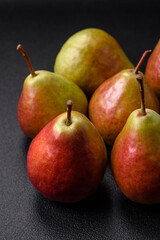Delicious juicy sweet green pear with red side