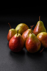 Delicious juicy sweet green pear with red side