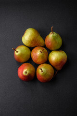 Delicious juicy sweet green pear with red side