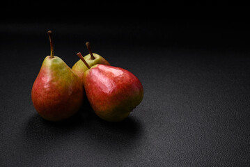Delicious juicy sweet green pear with red side
