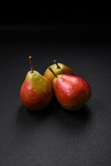 Delicious juicy sweet green pear with red side