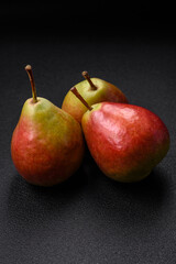 Delicious juicy sweet green pear with red side