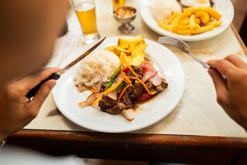 Lomo saltado. Traditional Peruvian food