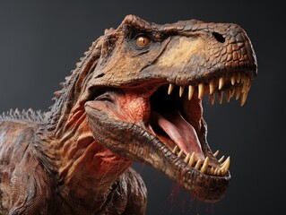 dinosaur tyrannosaurus on black background, close-up. 3d illustration