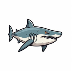 Cartoon illustration of a Shark. Generative AI.