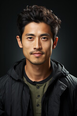 Obraz premium portrait of a young asian man on black background