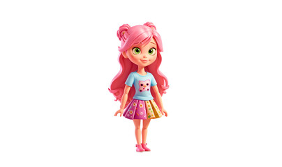 Fototapeta premium Fashion Teen Girl like a blonde doll toy. Trend Blonde Movie Woman with Cinematic Background.