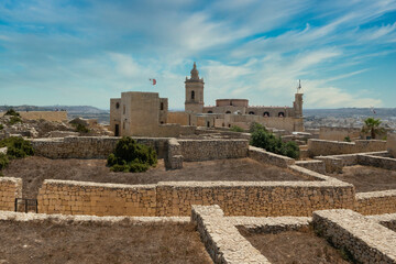 Fototapeta na wymiar View on the city of Victoria in Gozo from the citadel