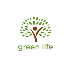 Abstract Human Tree logo. Symbolizes growth, connection, and human spirit. Vector illustration.