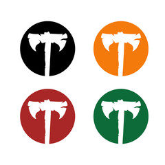Axe of Warrior Set logo. Channels viking spirit and versatility. Perfect for varied branding. Vector illustration.